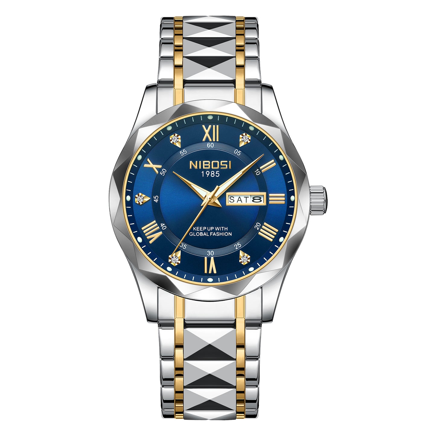 A new type of fashionable and casual quartz watch with luminous double date for men and water resistance