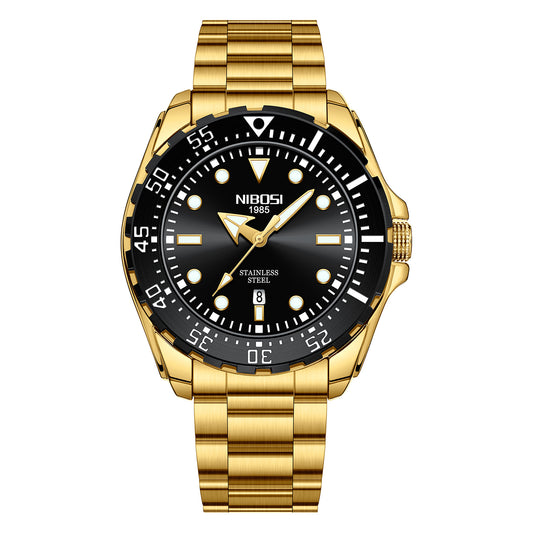 Fashionable and casual men's watch with a rotating bezel, luminous and waterproof quartz watch