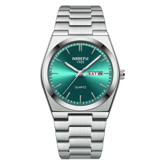 Quartz men's waterproof luminous wristwatch, fashionable and classic three-hand steel band men's watch